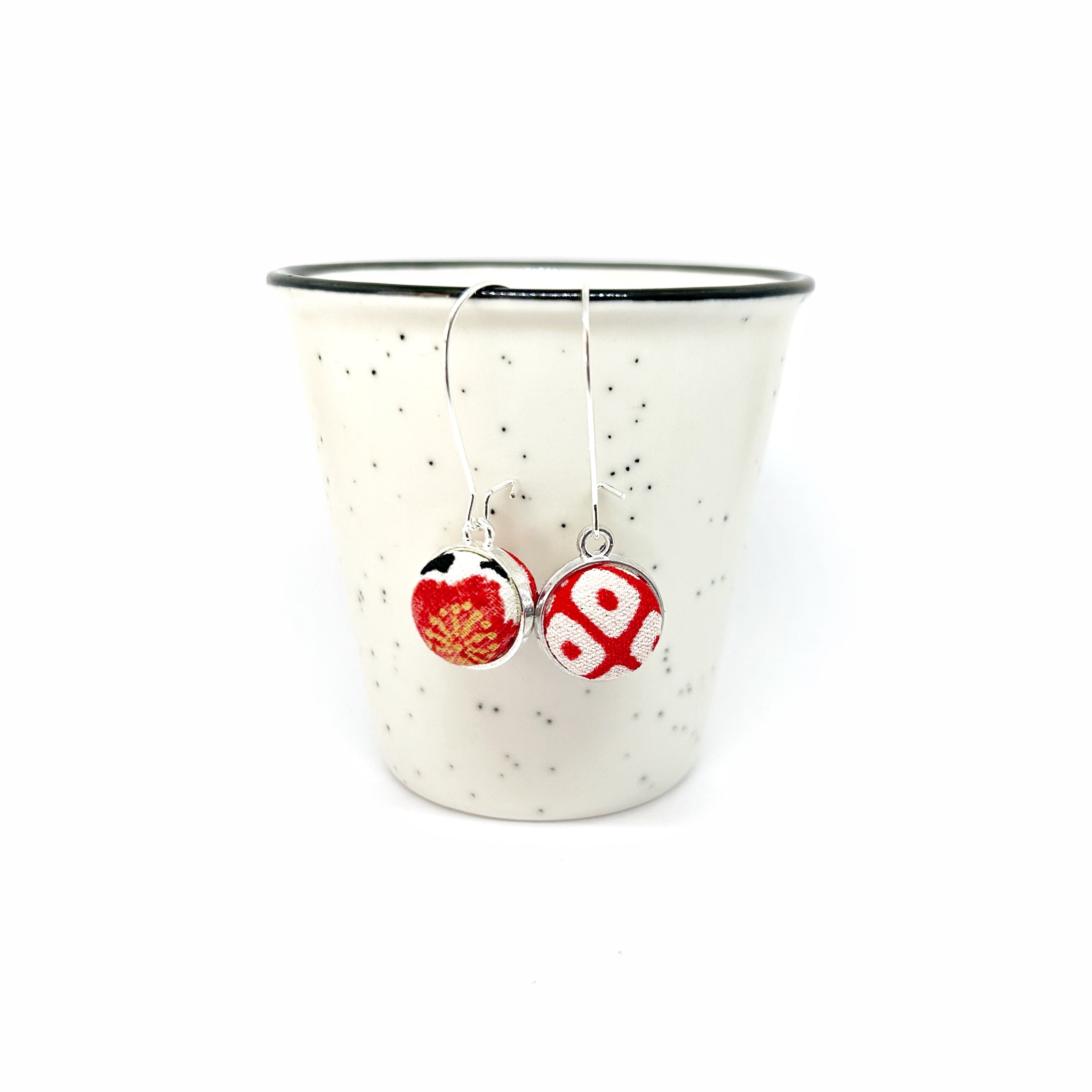 Double Sided Fabric Button Earrings