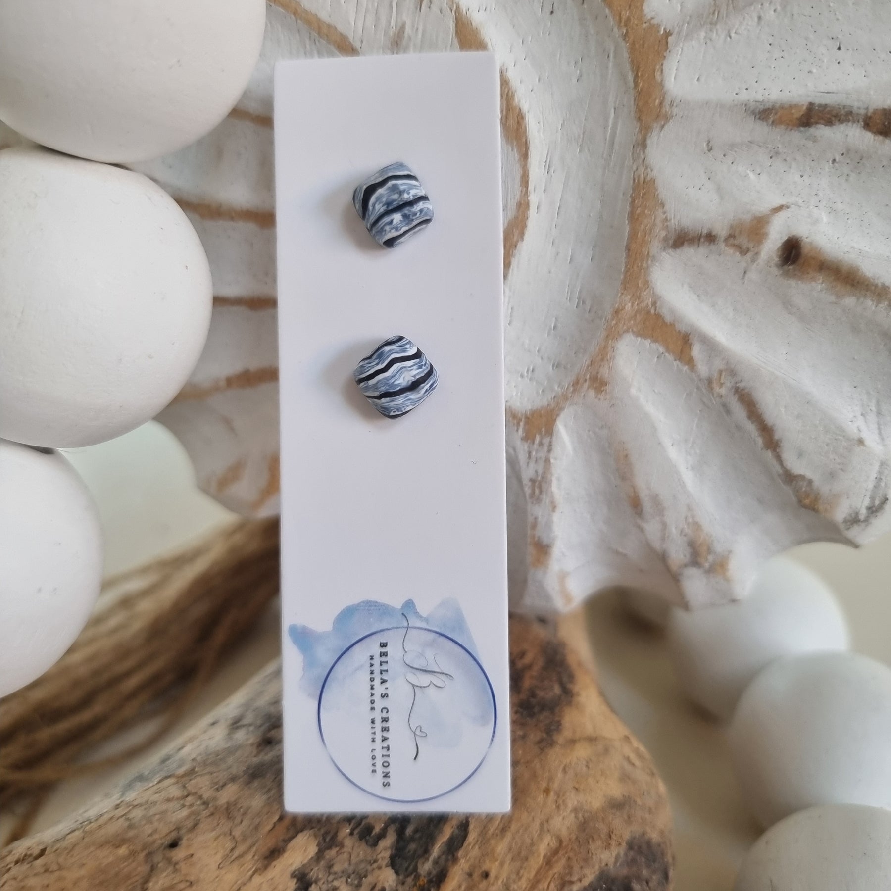 Midnight Marble Studs
