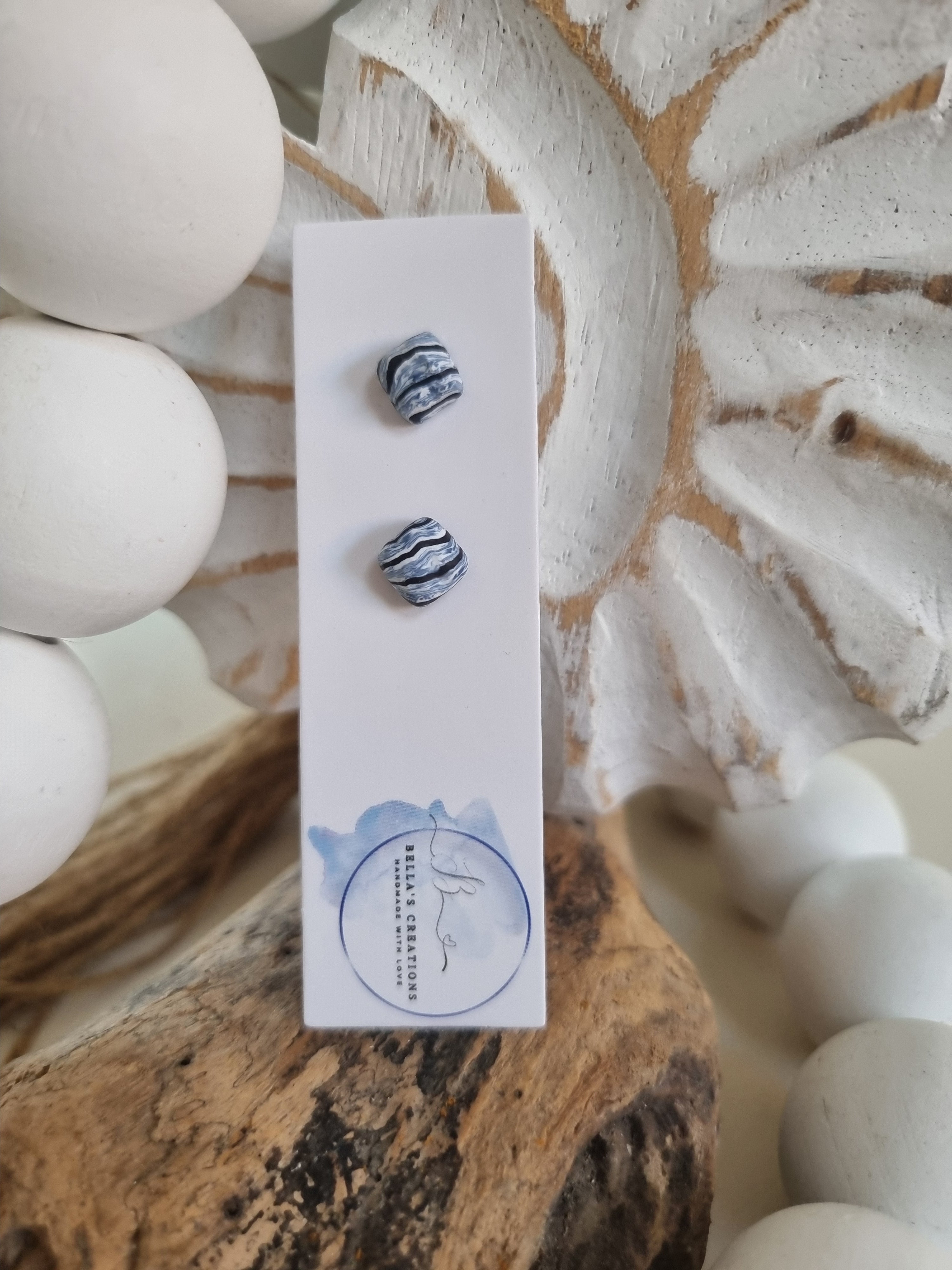 Midnight Marble Studs