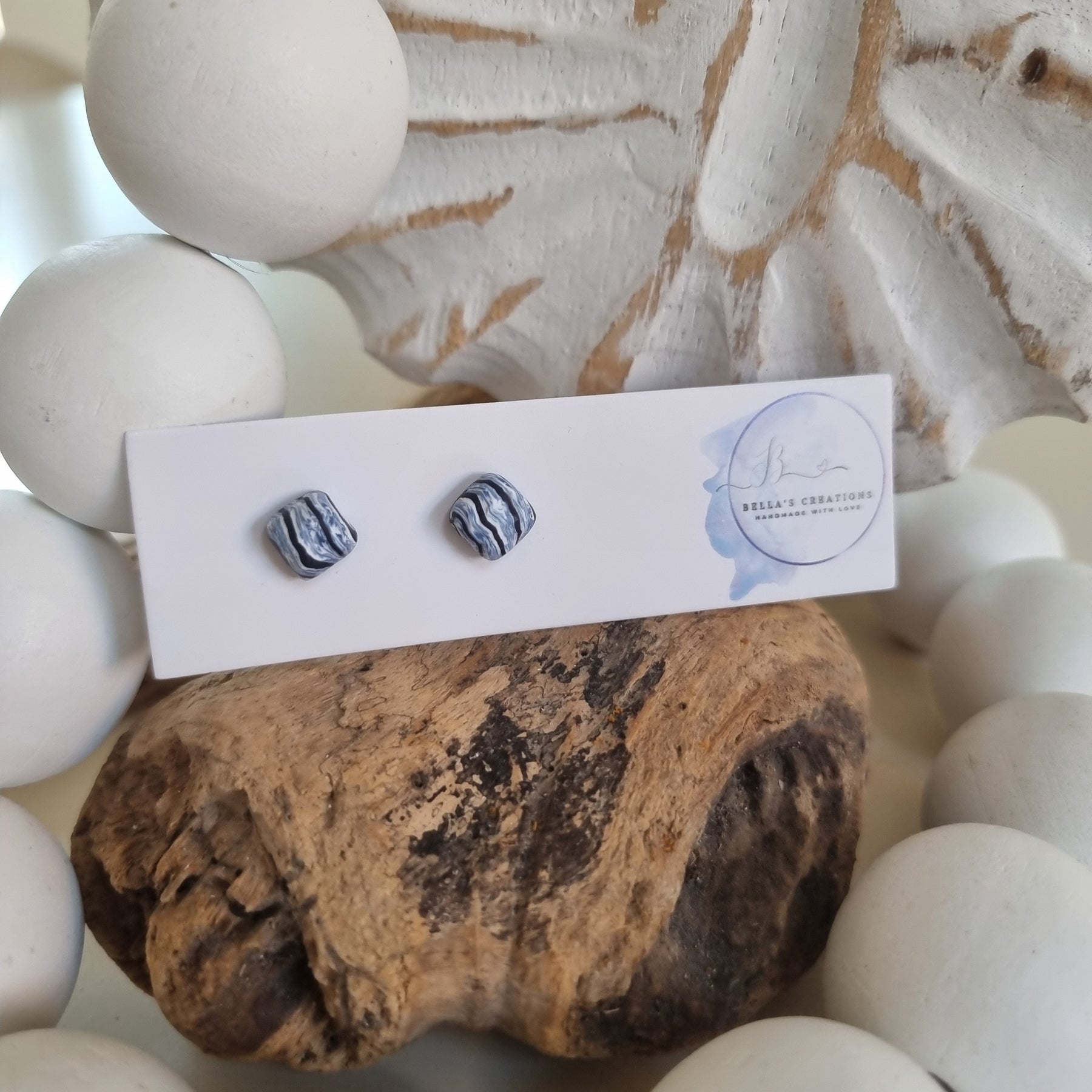 Midnight Marble Studs