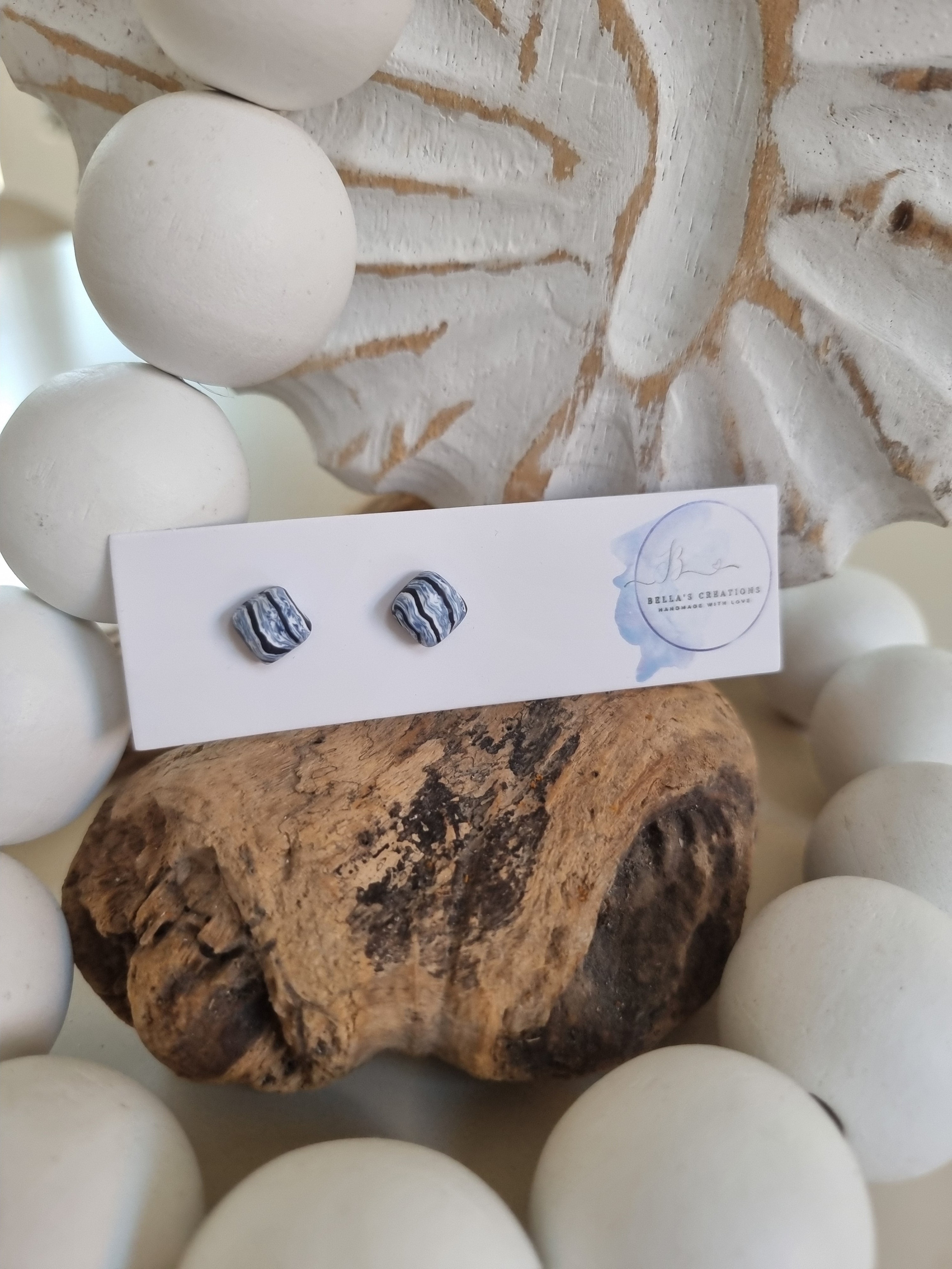 Midnight Marble Studs