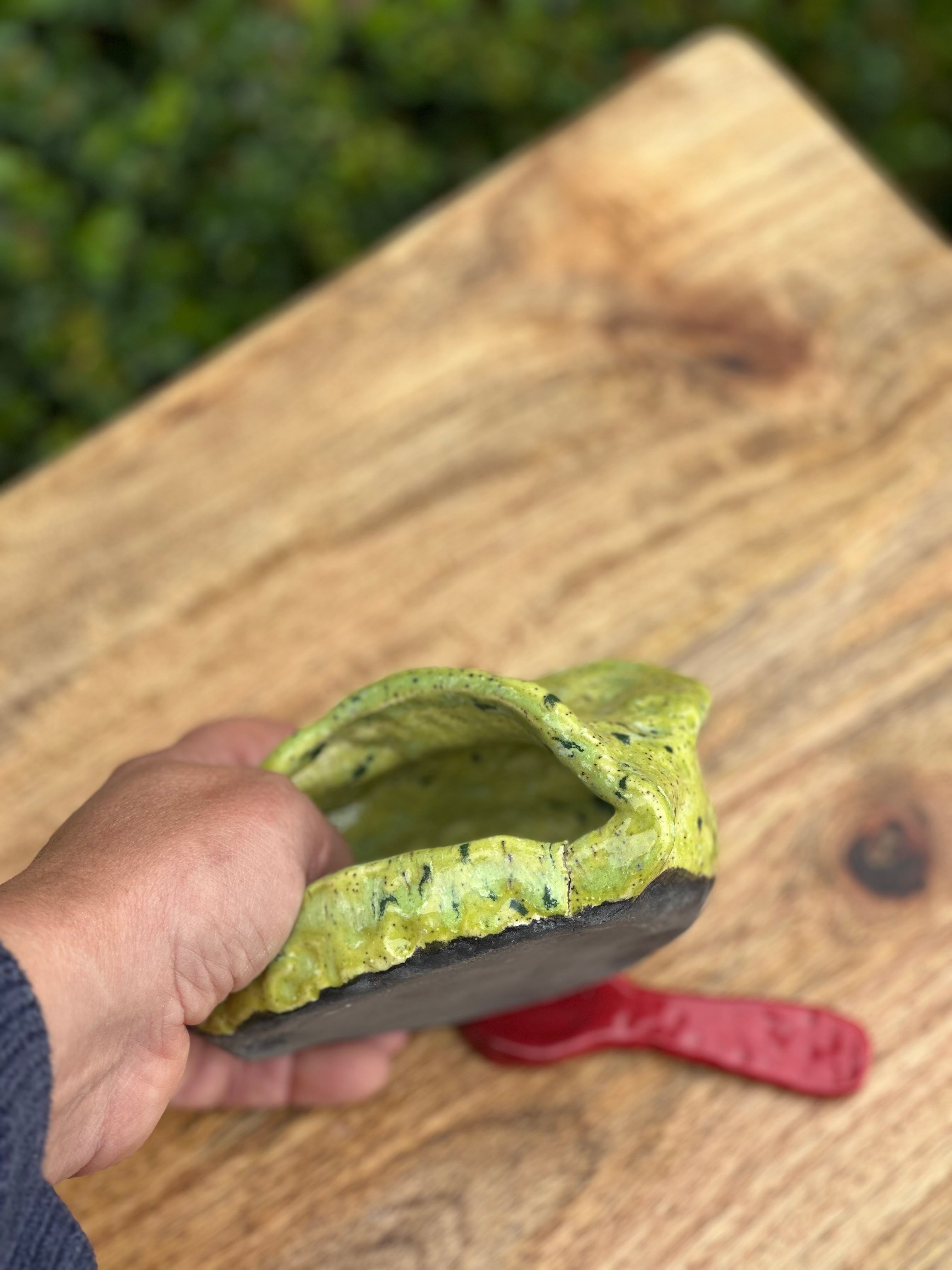 Salt Frog with Ceramic Spoon