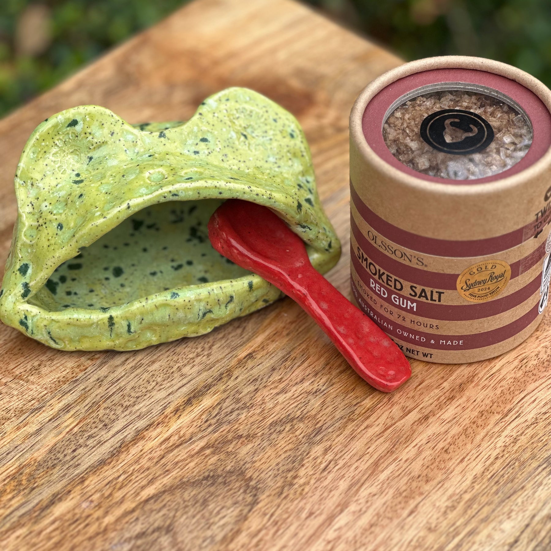 Salt Frog with Ceramic Spoon