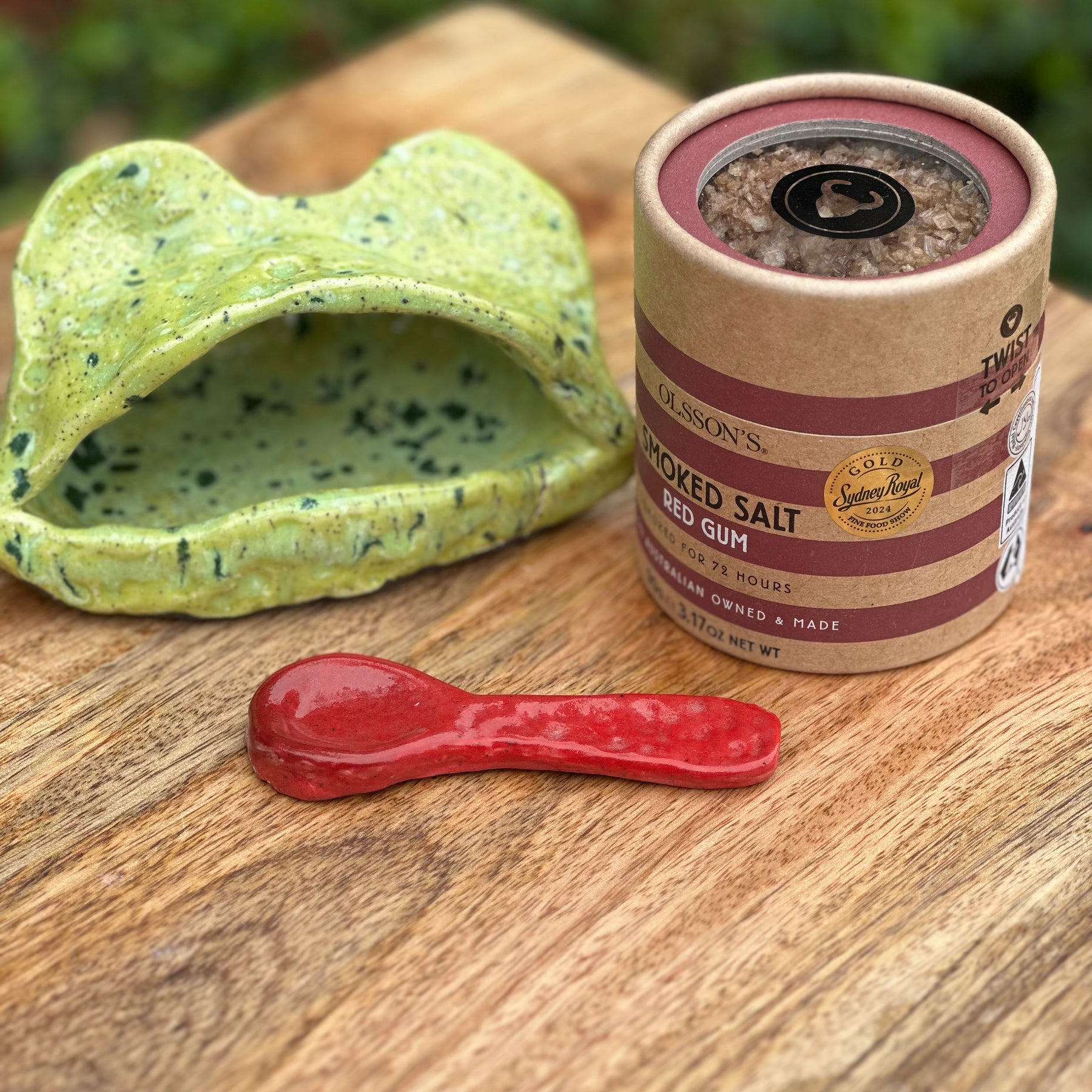 Salt Frog with Ceramic Spoon