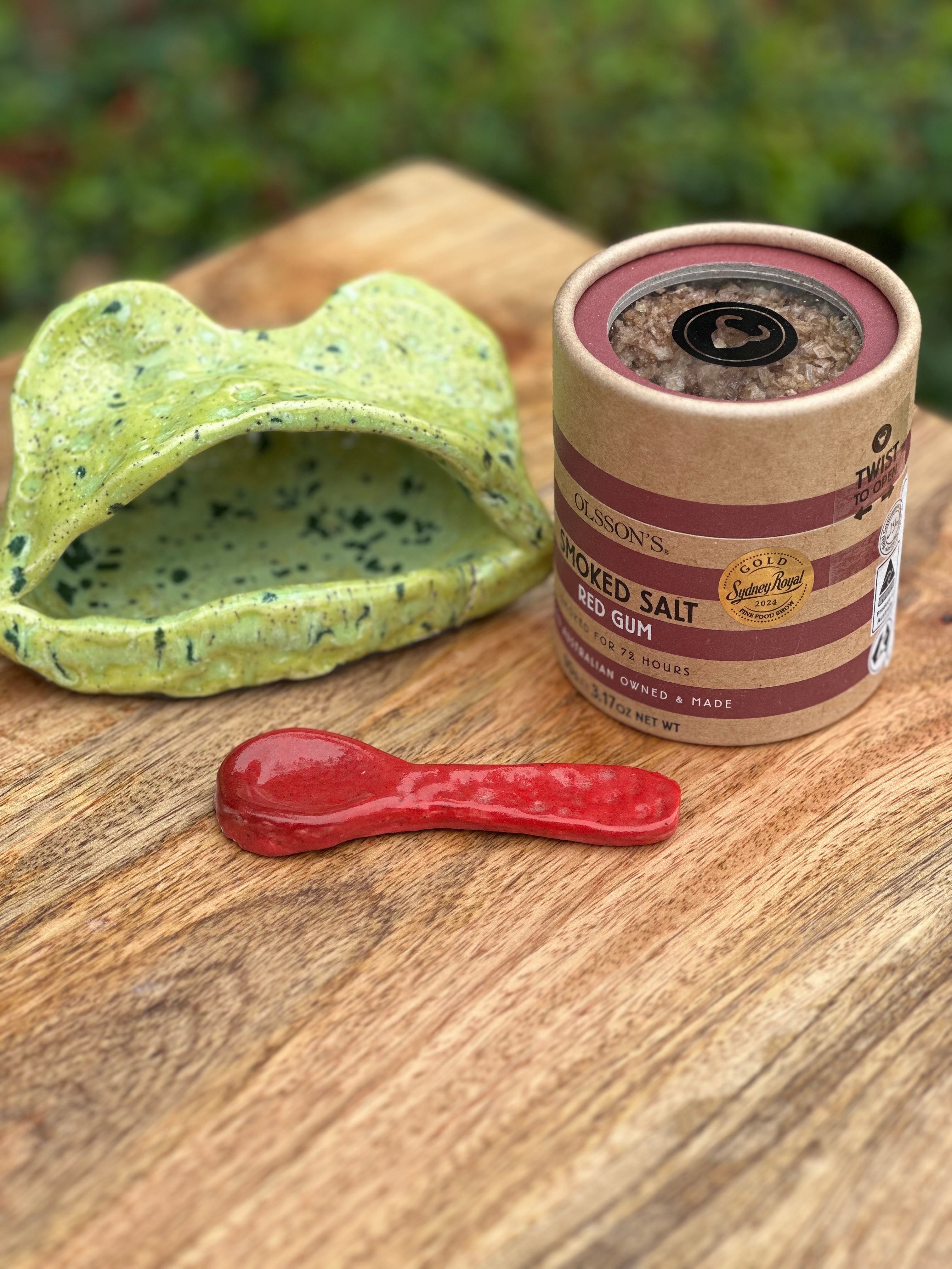 Salt Frog with Ceramic Spoon