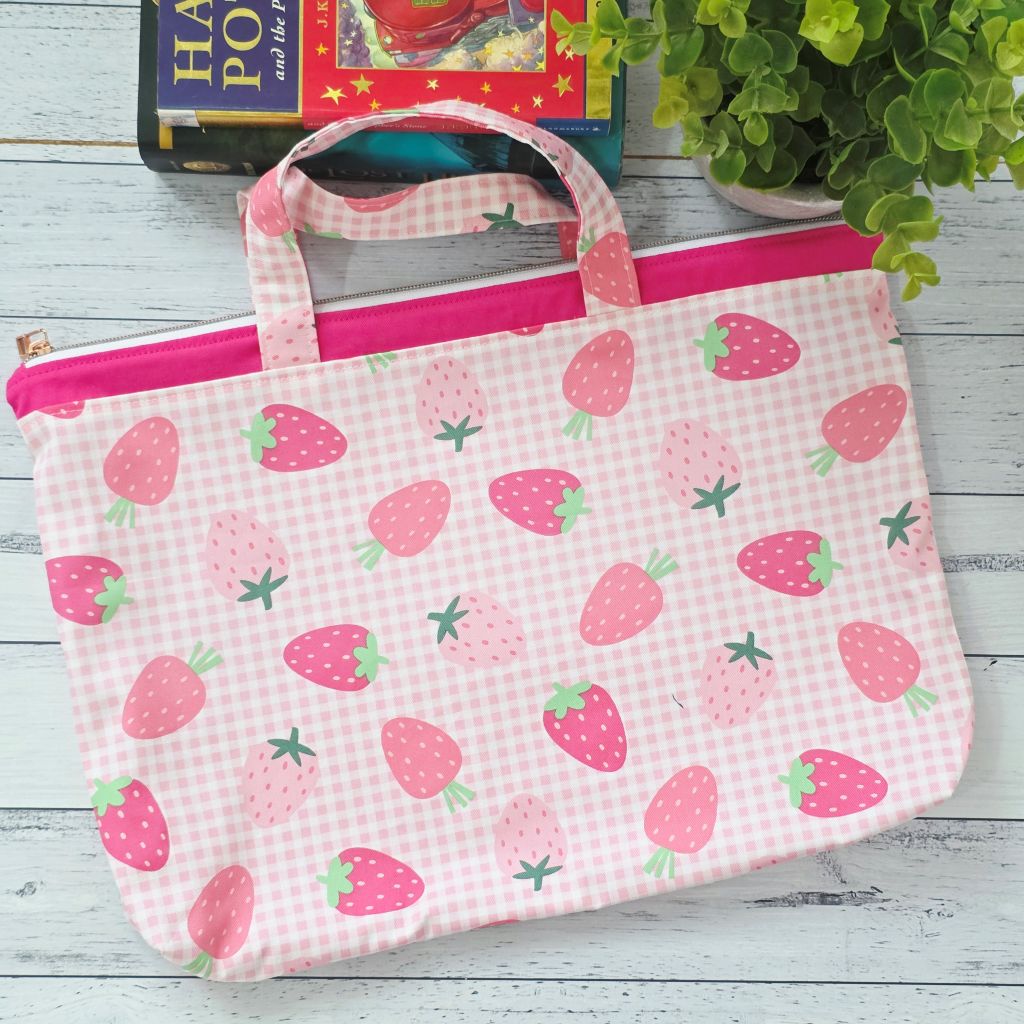 Strawberry Book Bag / Library Bag