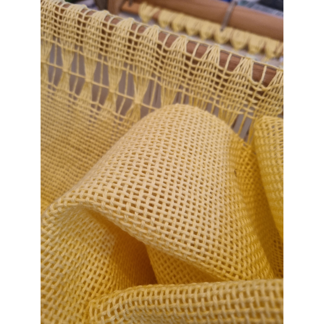 'Beyond the plain weave' collection yellow cotton scarf
