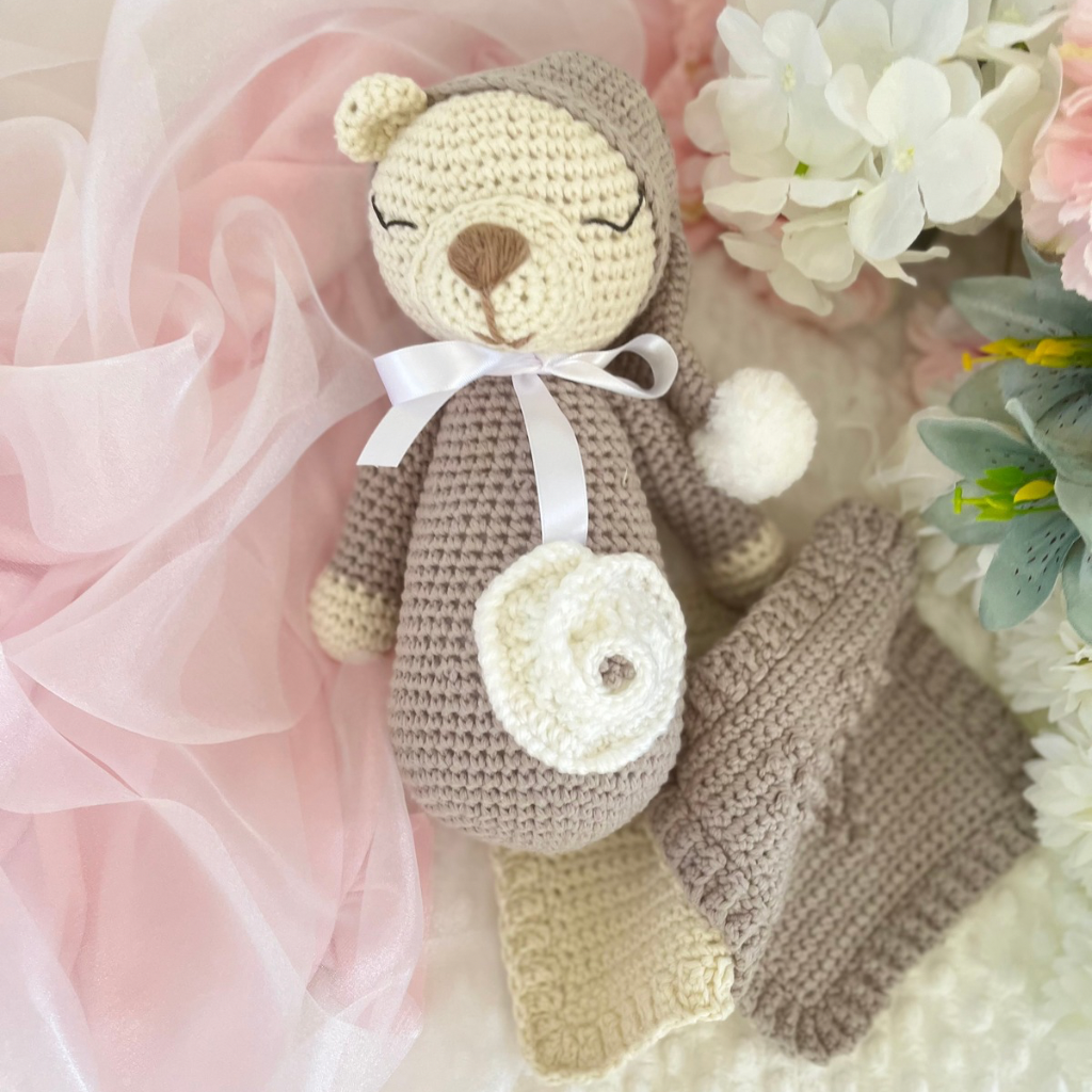Handmade Crochet Teddy Bear Gift Set - Crochet Baby Gift Pack