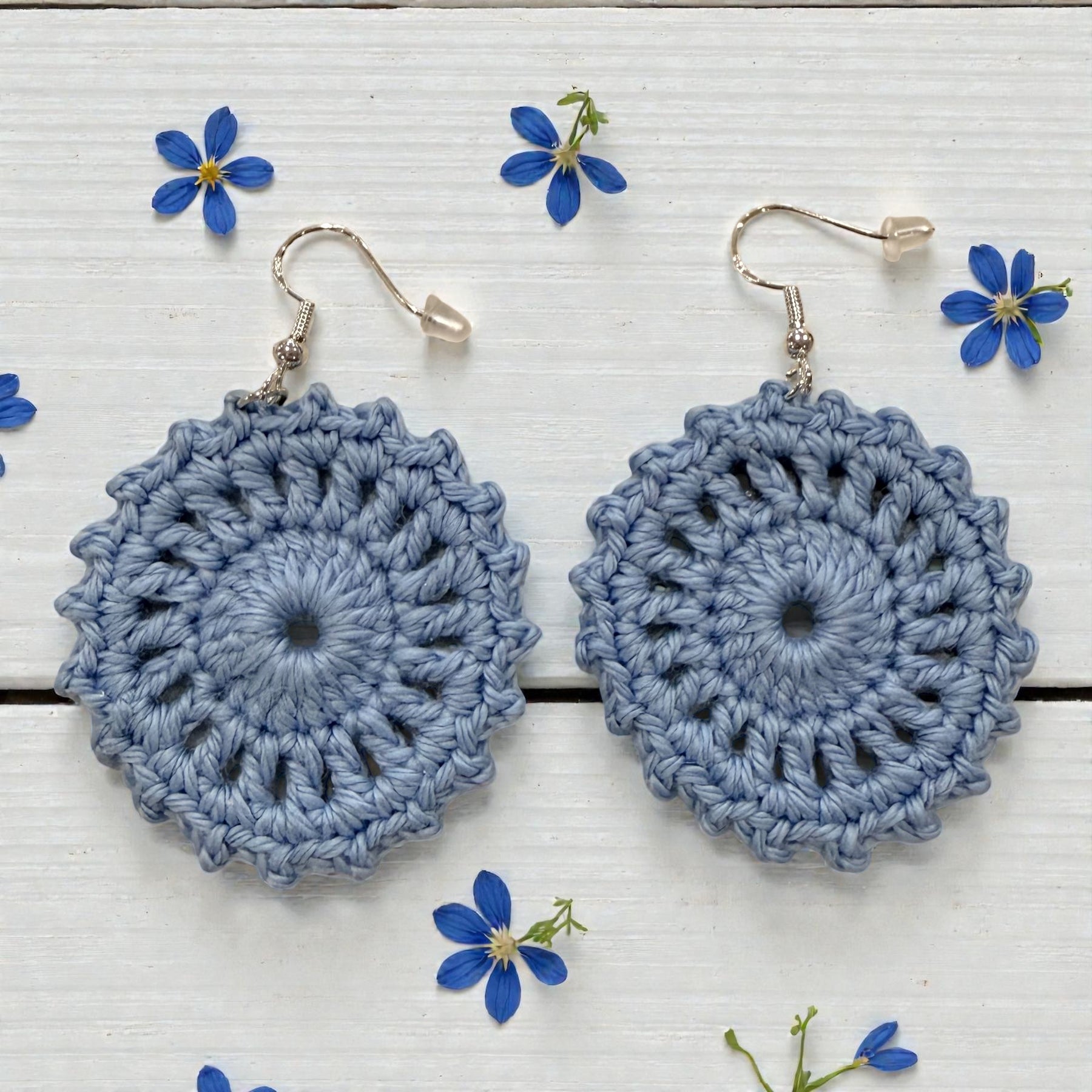 Crochet Earrings - Sunburst Collection: Dusty Blue