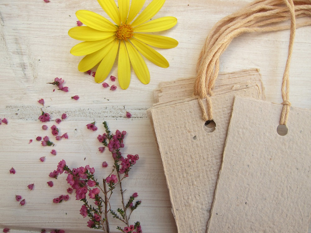 Green tea handmade recycled paper swing tags