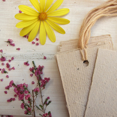 Green tea handmade recycled paper swing tags