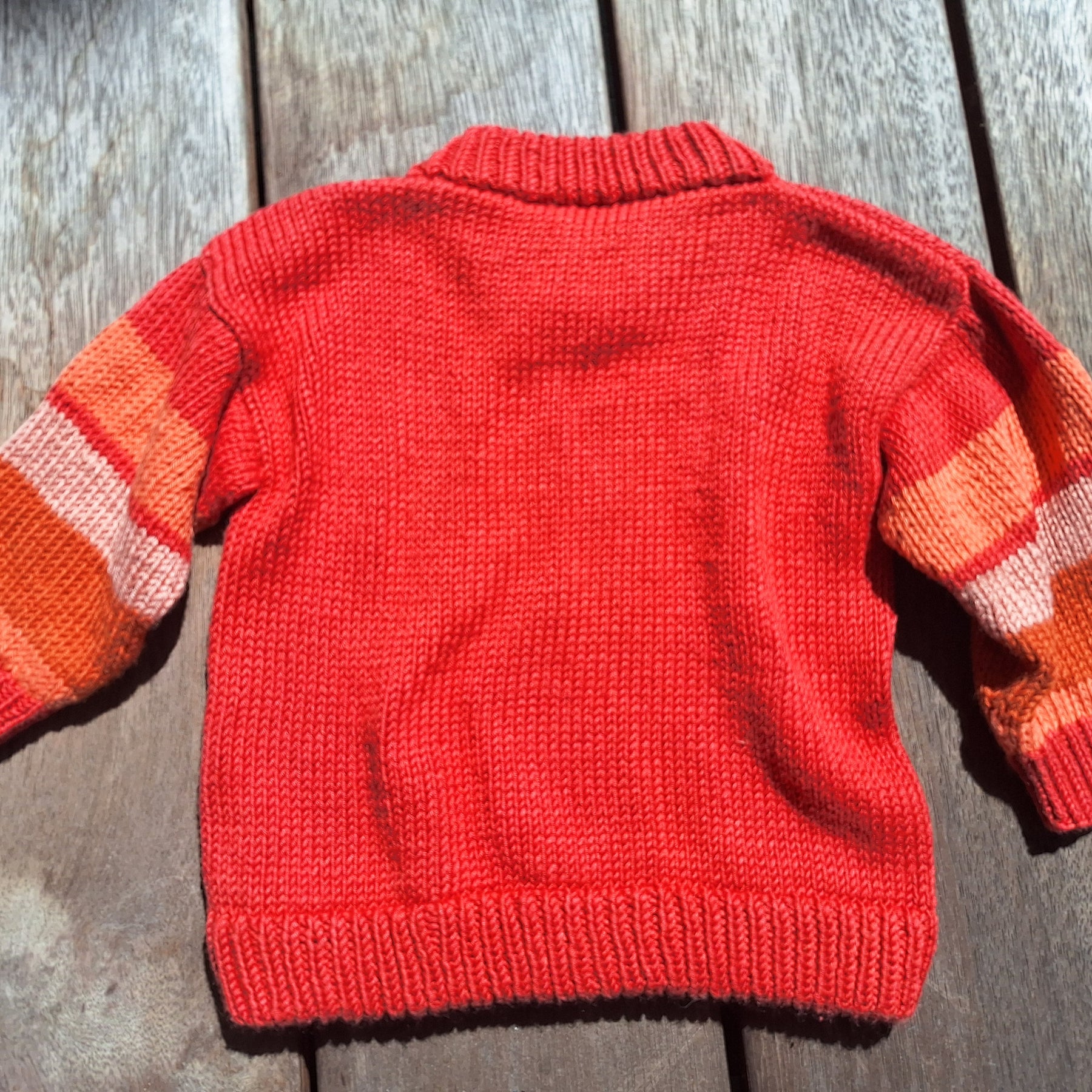 Infant 'Baby Brownie' Sweater 6mths Rust Red 100% natural yarn