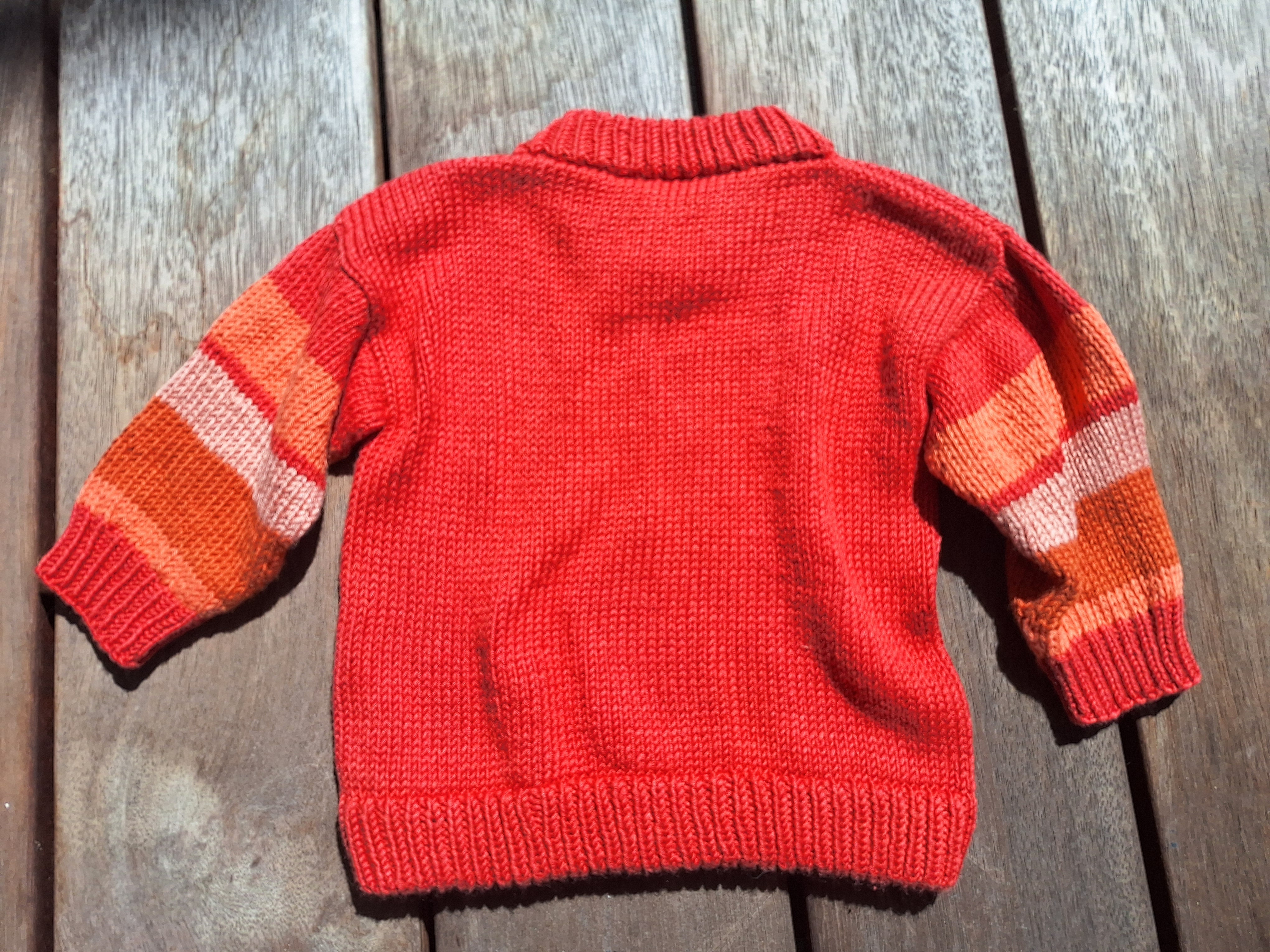 Infant 'Baby Brownie' Sweater 6mths Rust Red 100% natural yarn
