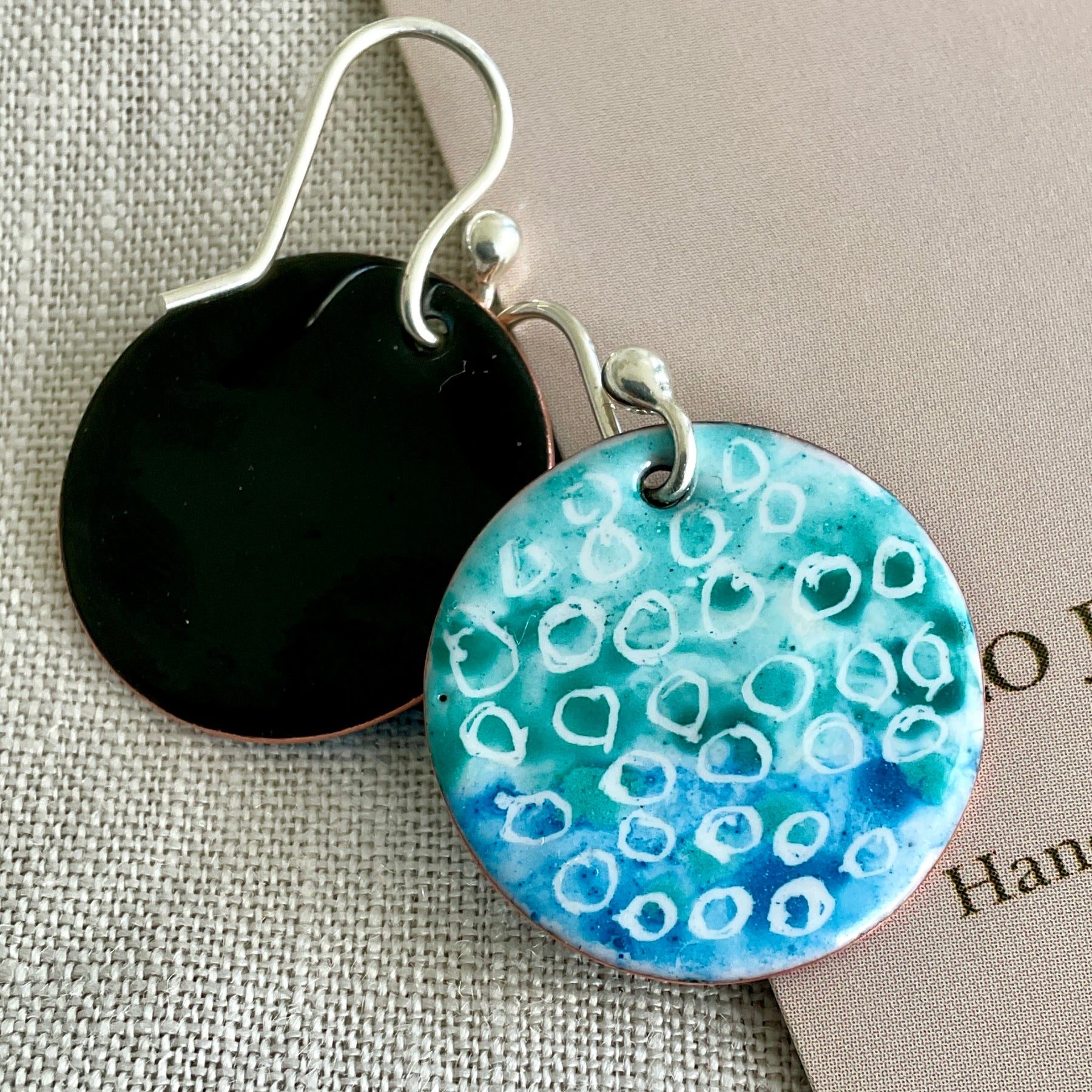 Water bubbles. Enamel earrings. Handmade
