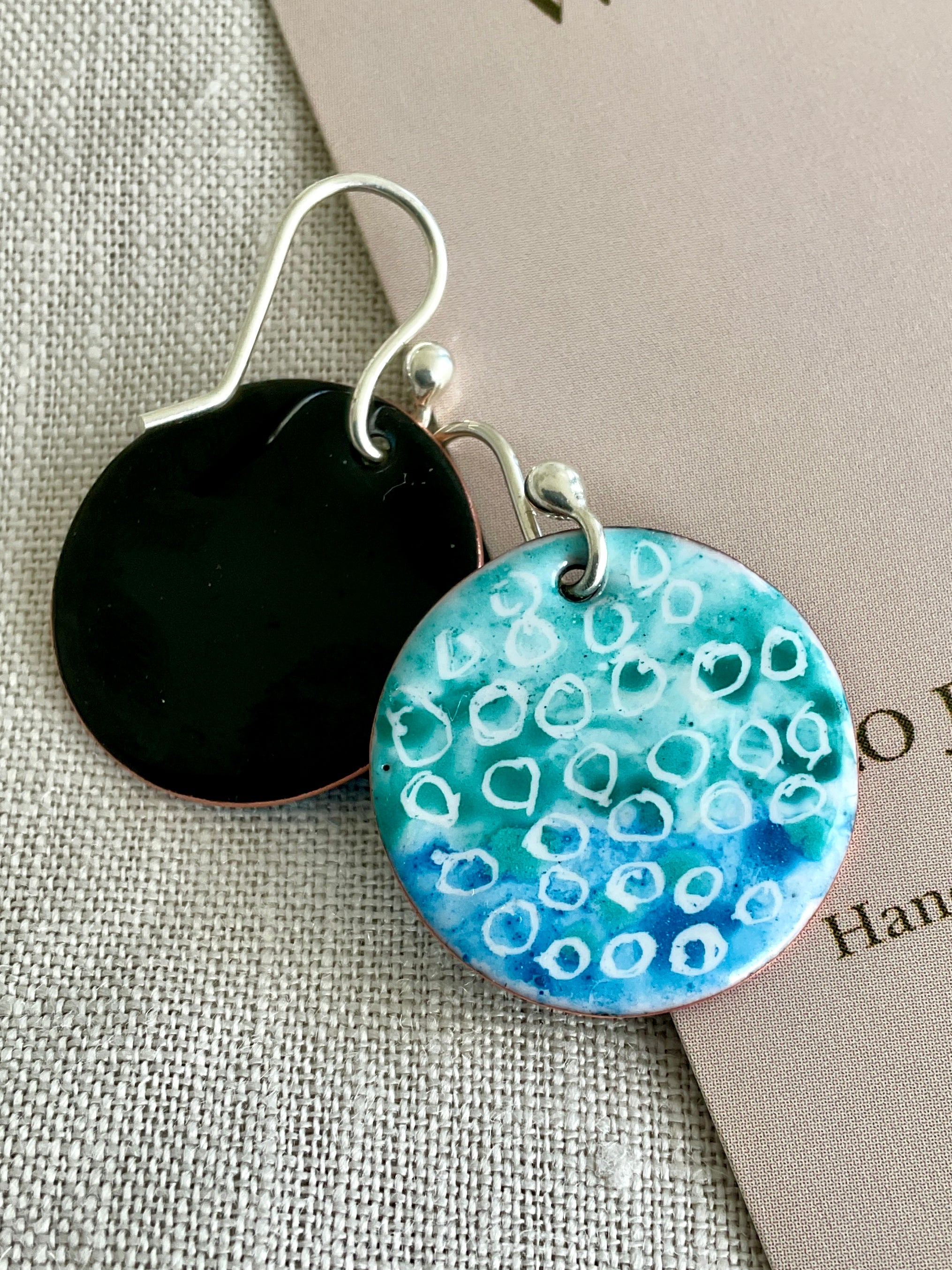 Water bubbles. Enamel earrings. Handmade
