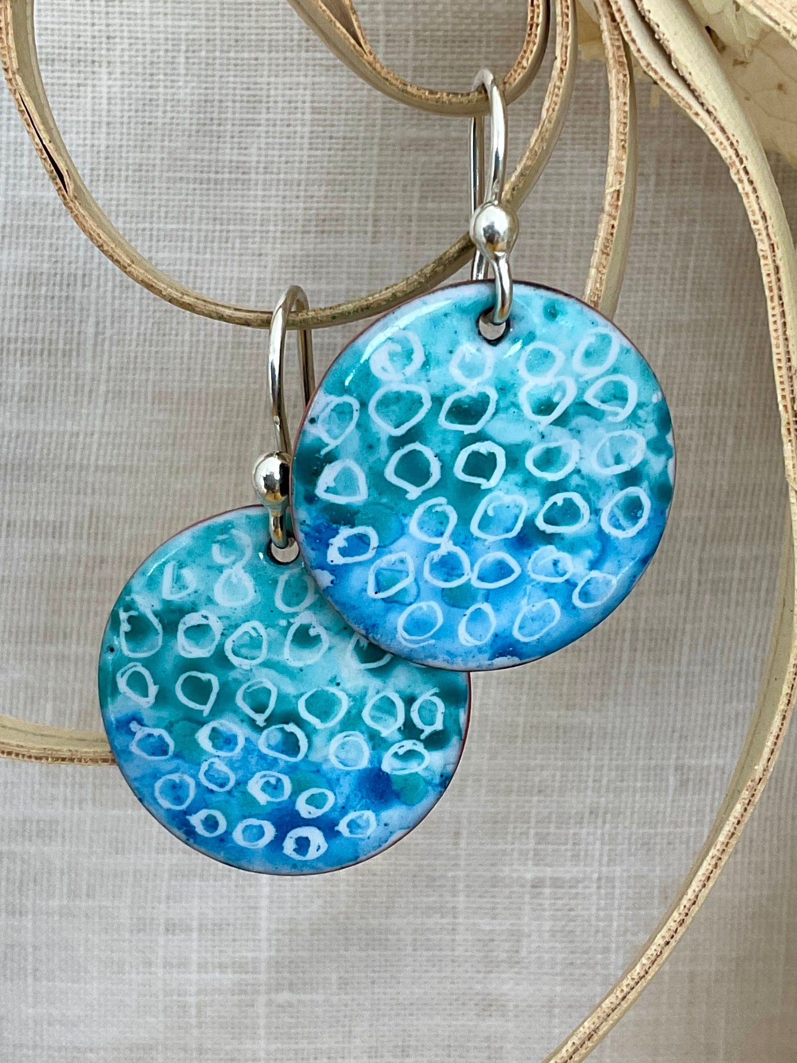 Water bubbles. Enamel earrings. Handmade