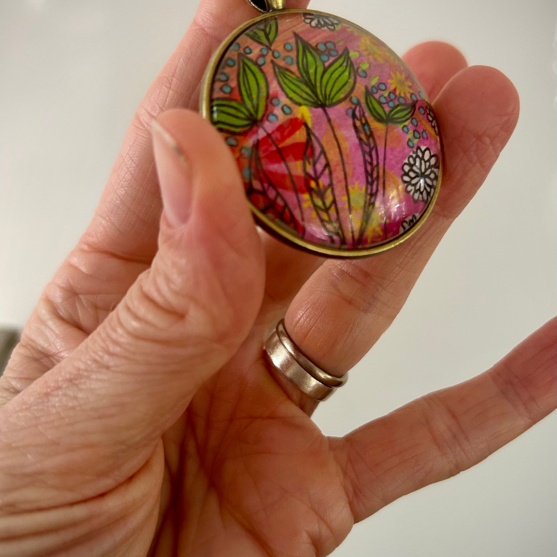 Hand-painted necklace : Neon Garden Party
