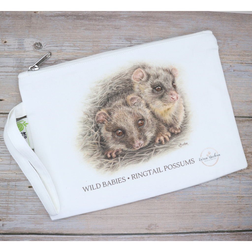 Zip Pouch | Clutch | Organic Cotton | Tawny Frogmouths or Ringtail Possums