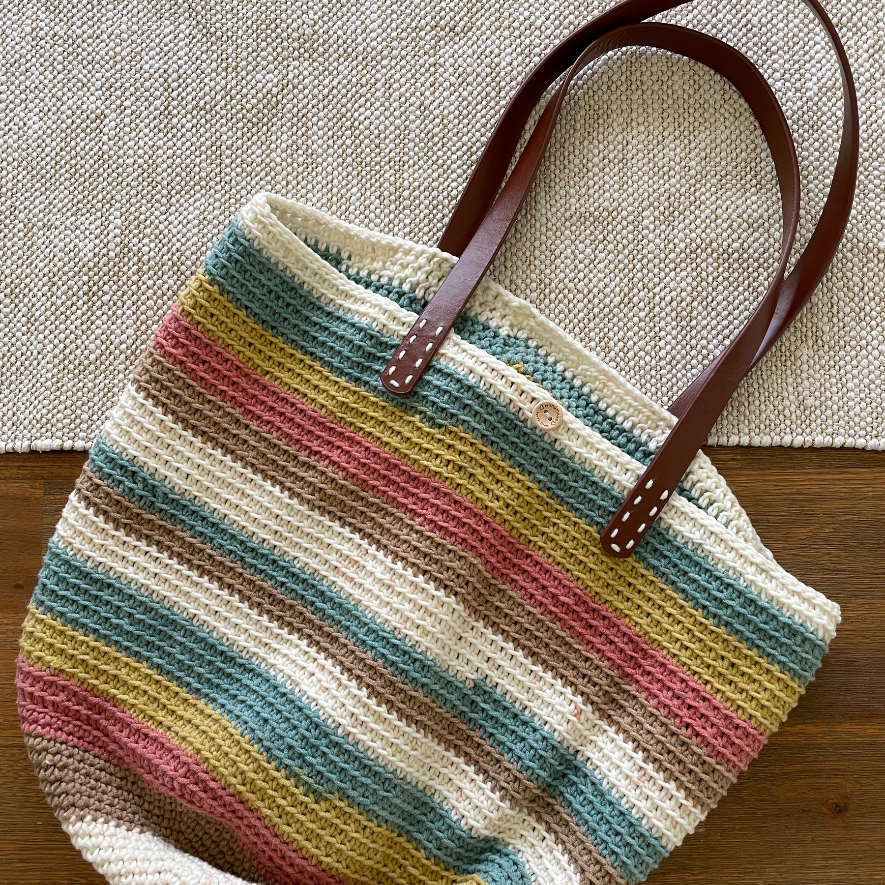 #053 Market Bag with Faux Leather Handles