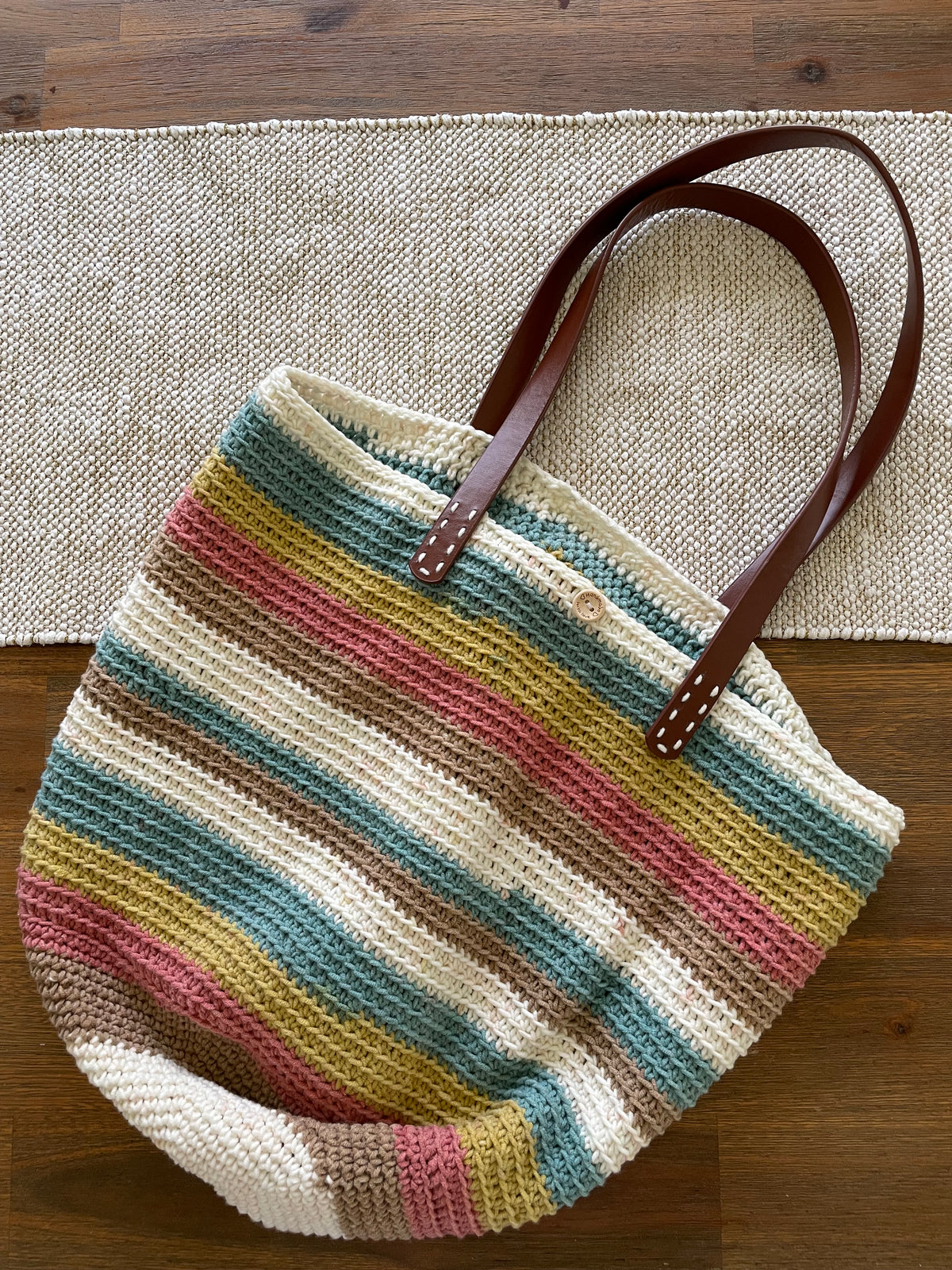 #053 Market Bag with Faux Leather Handles