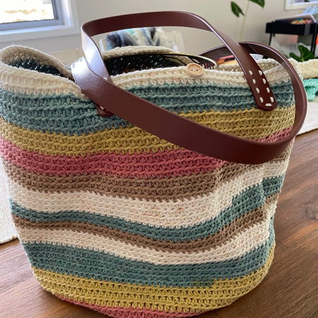 #053 Market Bag with Faux Leather Handles