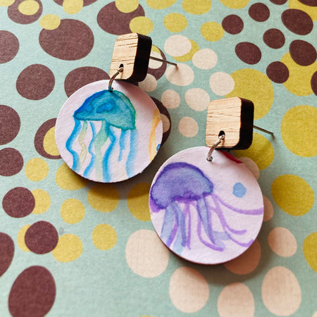 Watercolour hand painted earrings