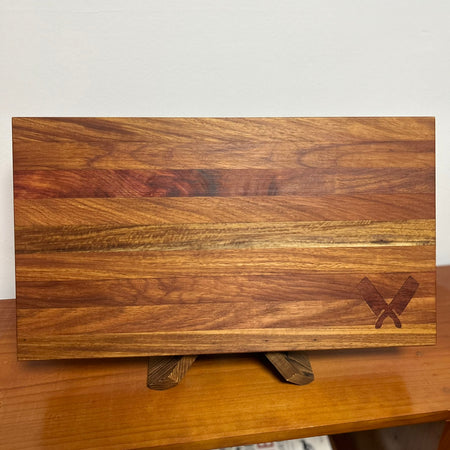 Handcrafted Artisan Rosewood Chopping Block with Cleaver Inlay