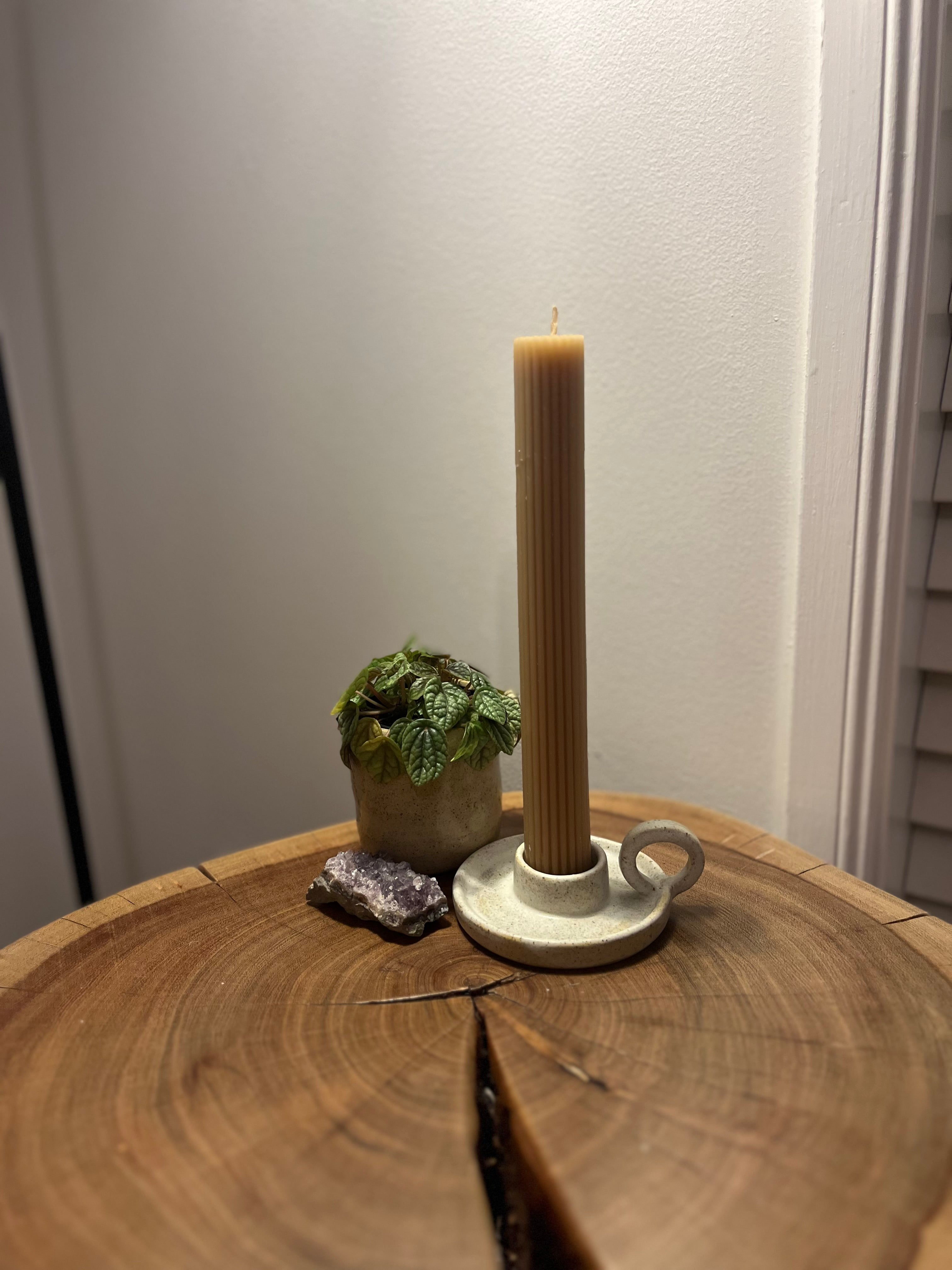 Ceramic White Candlestick Holder