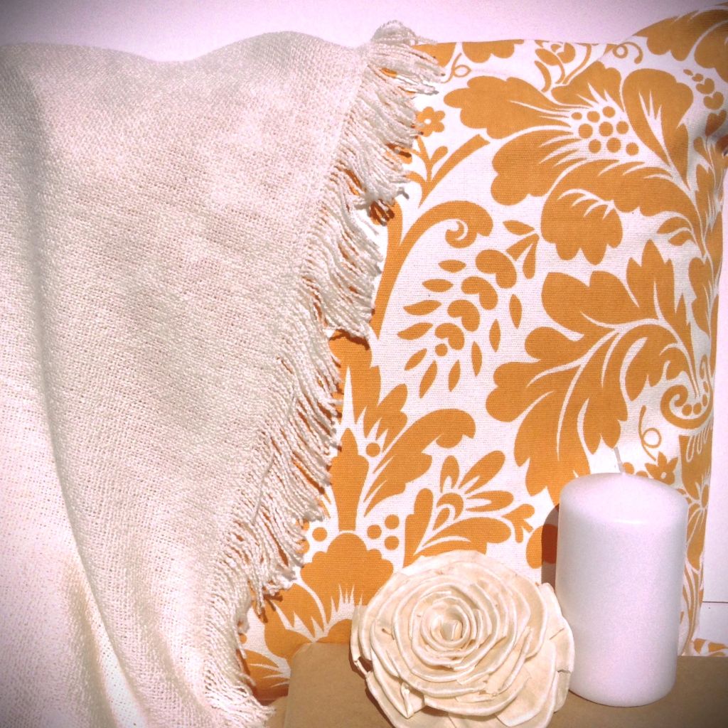 Mustard Yellow Floral Cushion Cover - Retro Decor -45x45cm