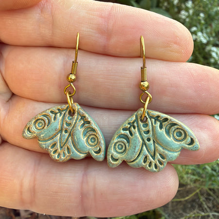 Earrings Bohemian Ceramic Moth Dangles