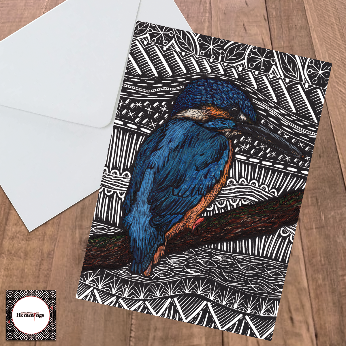 Azure Kingfisher Greeting Card + Envelope