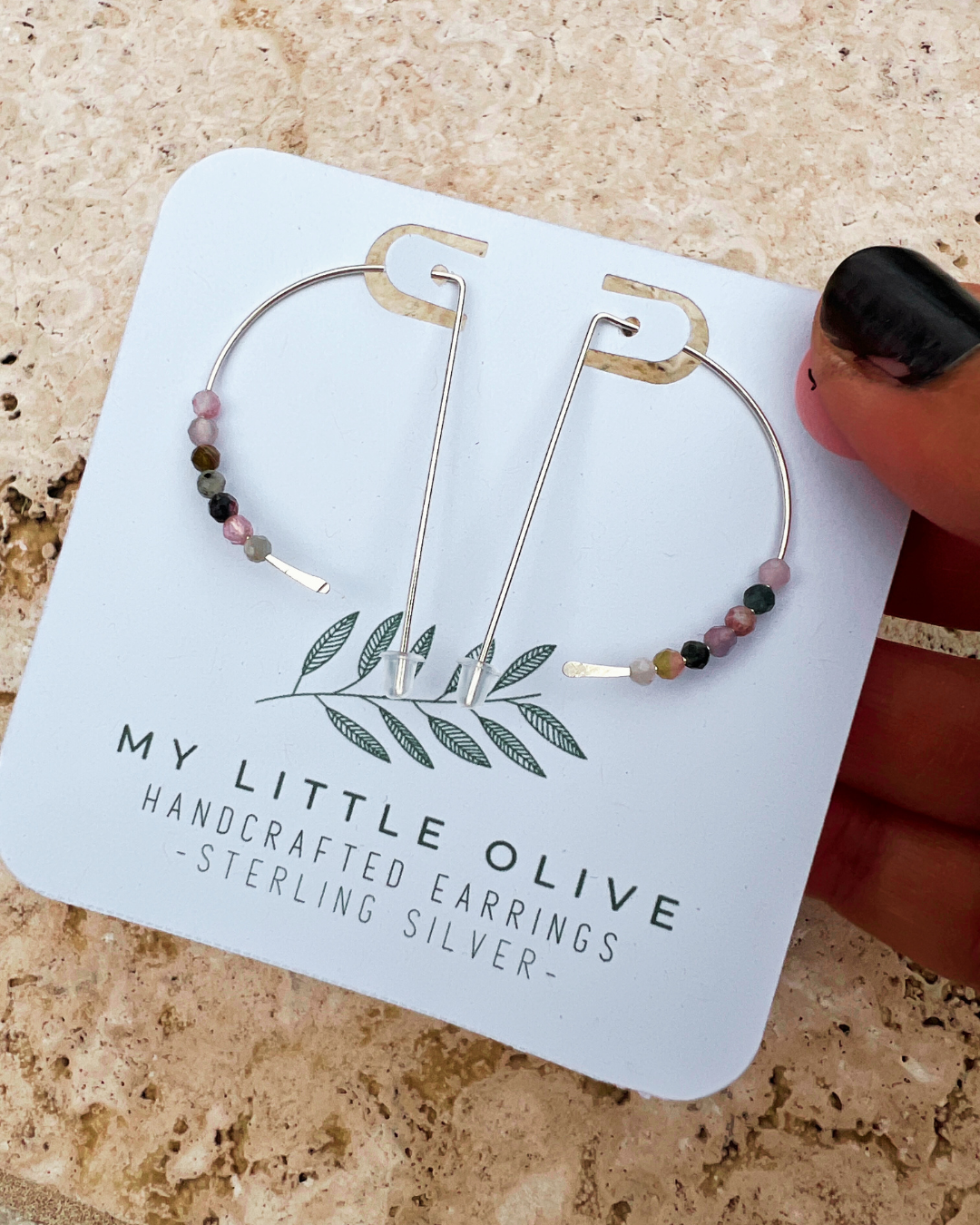 Tourmaline Arc Earrings in Sterling Silver