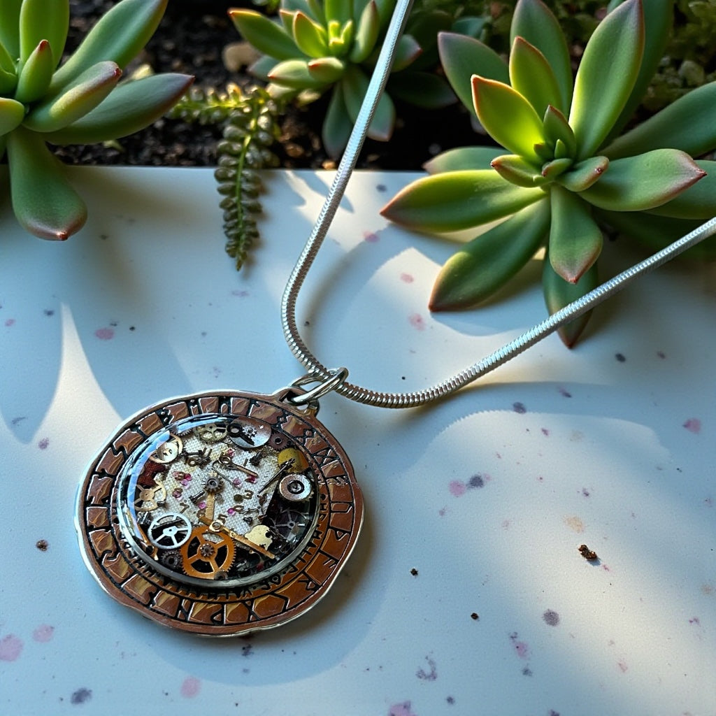 Steampunk Watch Parts Medallion Mens necklace