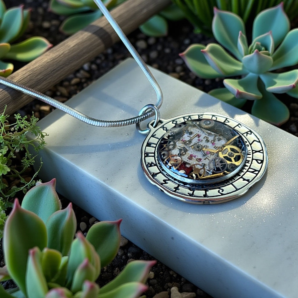 Steampunk Watch Parts Medallion Mens necklace