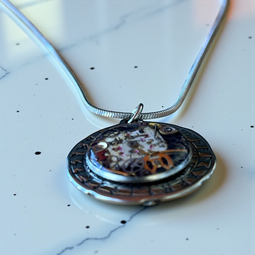 Steampunk Watch Parts Medallion Mens necklace