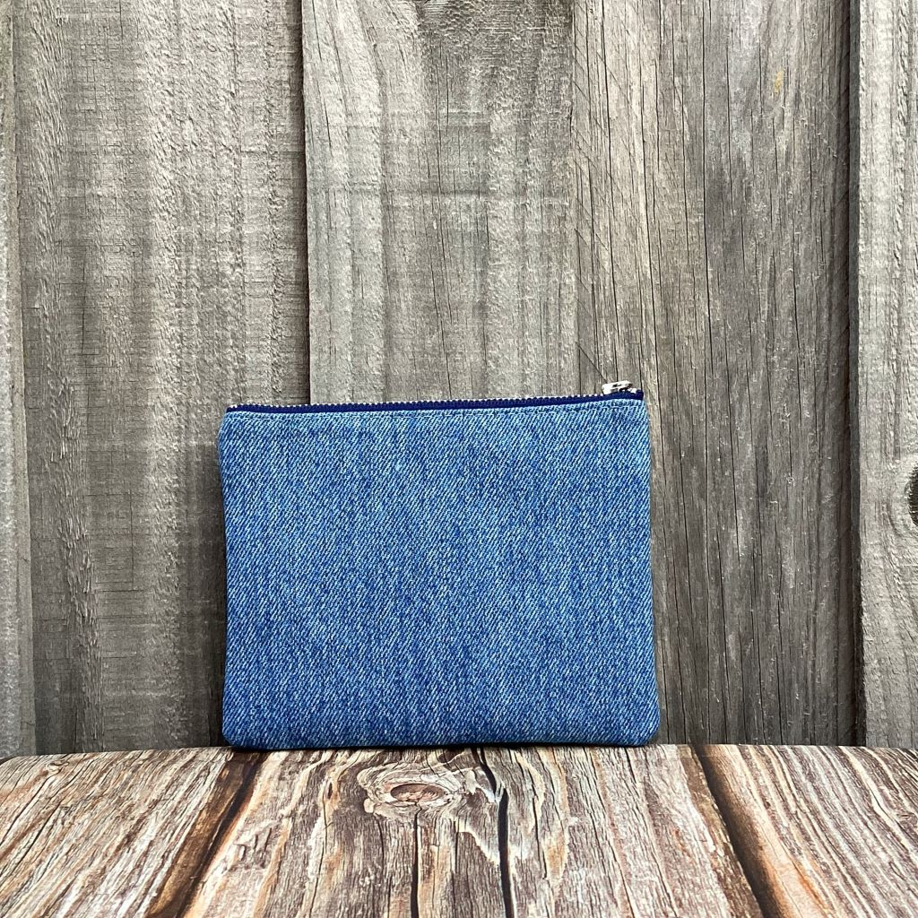 Upcycled Denim Coin Purse – Red Patterned Heart