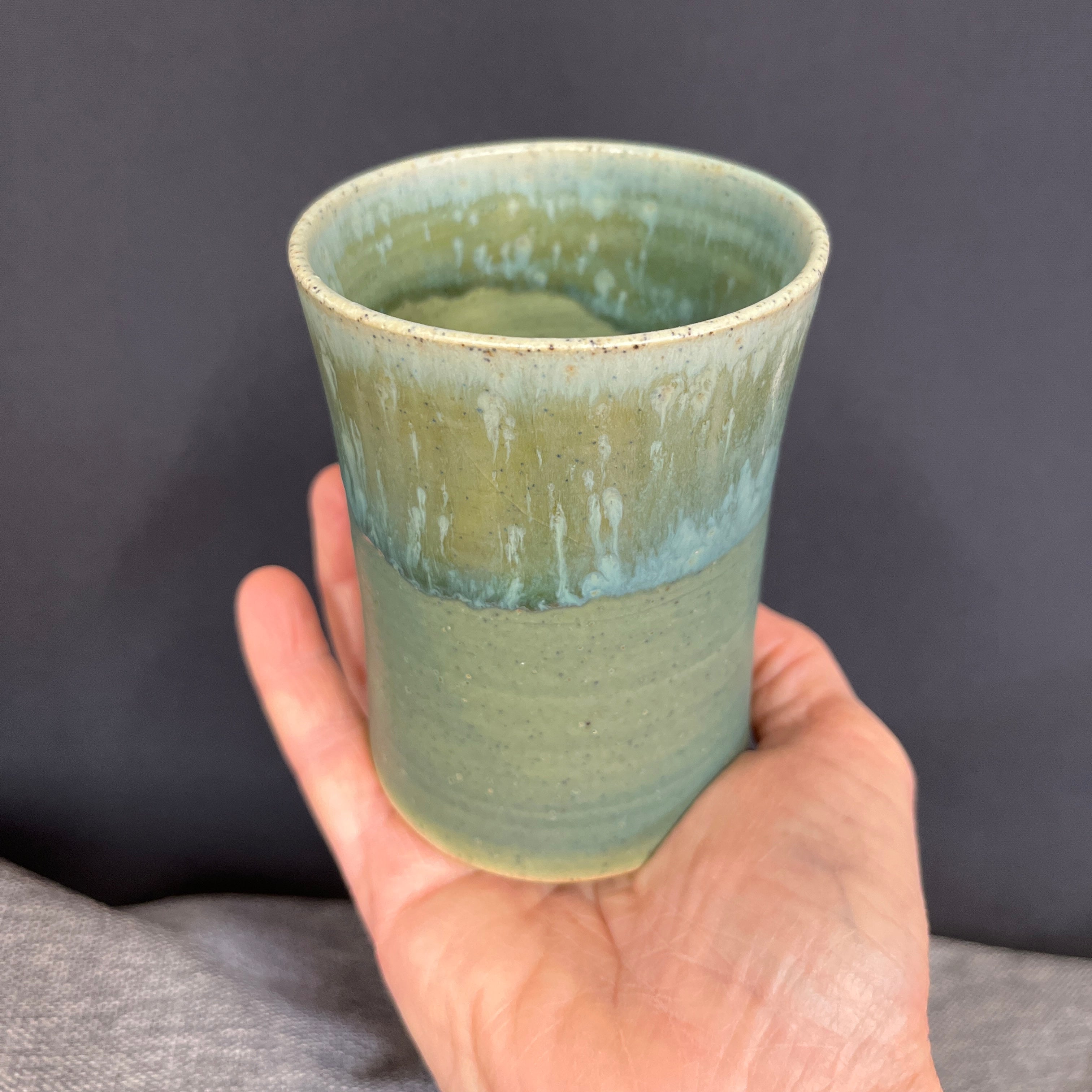 Handmade Ceramic Tumbler – Nature-Inspired Green Glaze