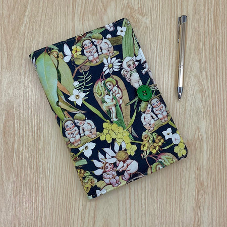 Gumnut Gossipin’ refillable A5 fabric notebook cover gift set - Incl. book and pen.