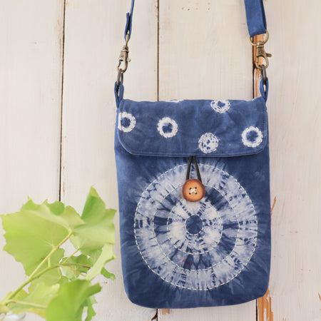 Tie Dyed Small Messenger/Cross Body Bag, Indigo