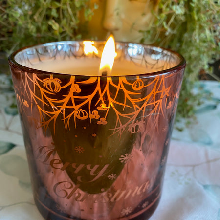 Rose Pink Merry Christmas Candle