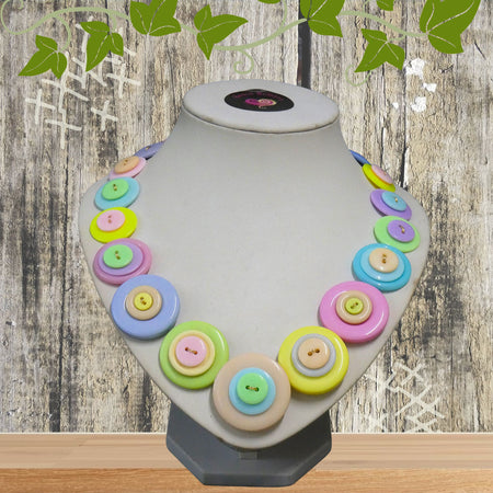 Pastel colours button necklace