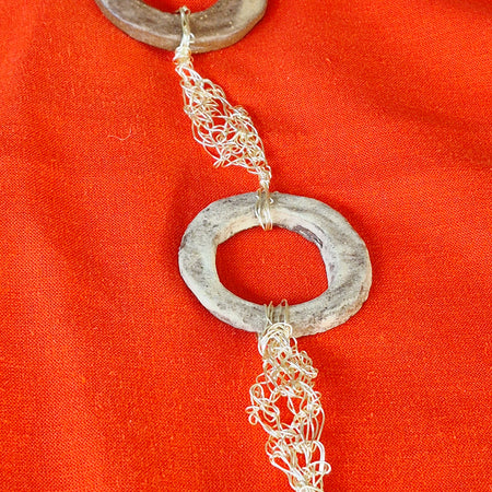 Pottery and wire Crochet necklace