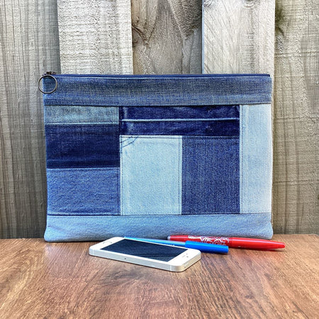 Large Upcycled Denim Pencil case – Scrappy
