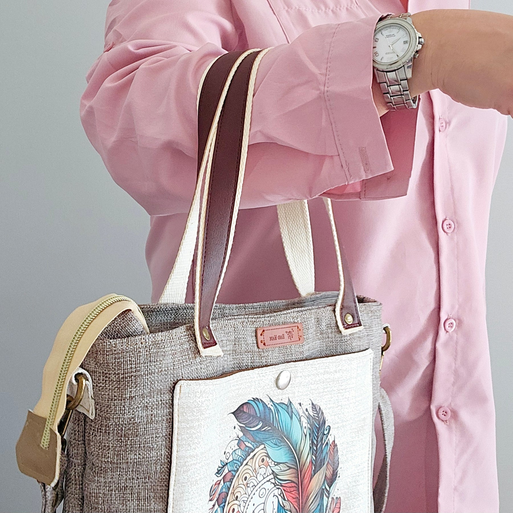 Handmade Elegant handbag / crossbody bag with Feathers and Dream Catcher