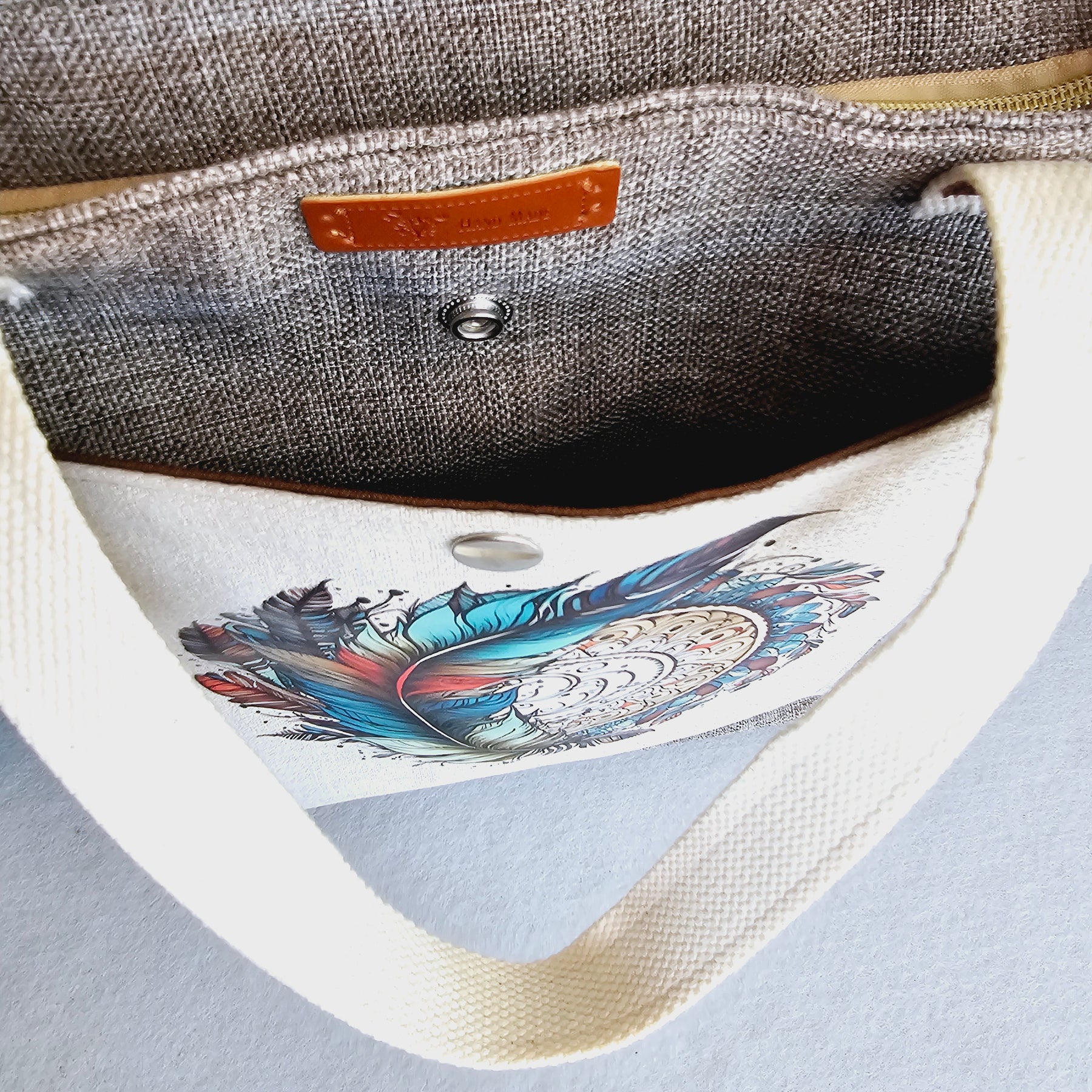 Handmade Elegant handbag / crossbody bag with Feathers and Dream Catcher