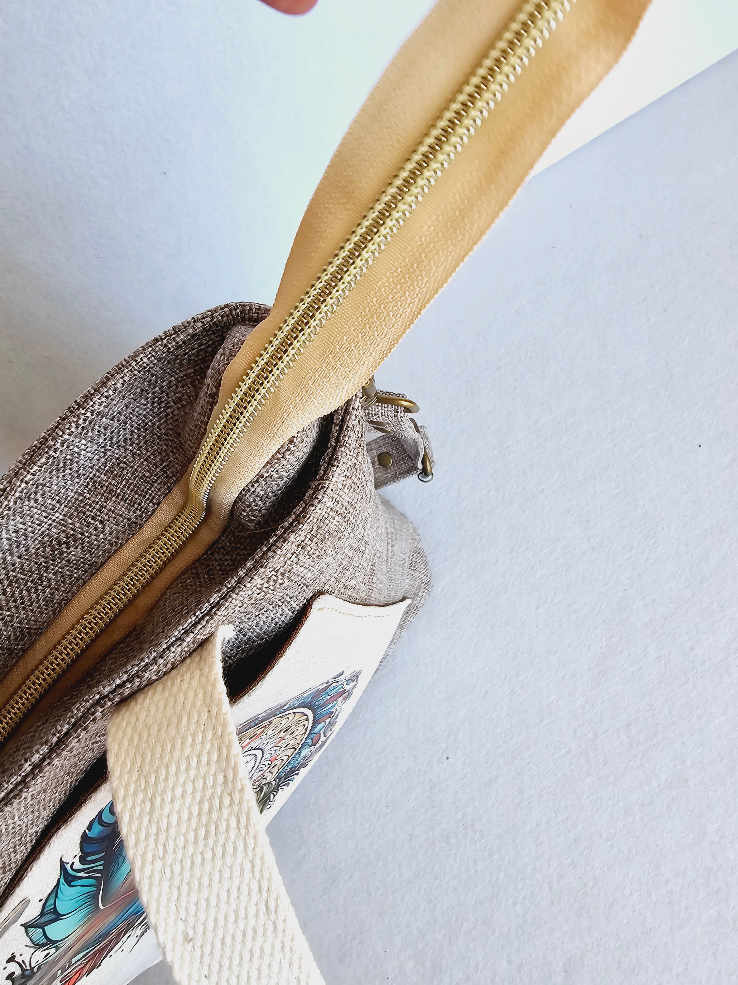 Handmade Elegant handbag / crossbody bag with Feathers and Dream Catcher