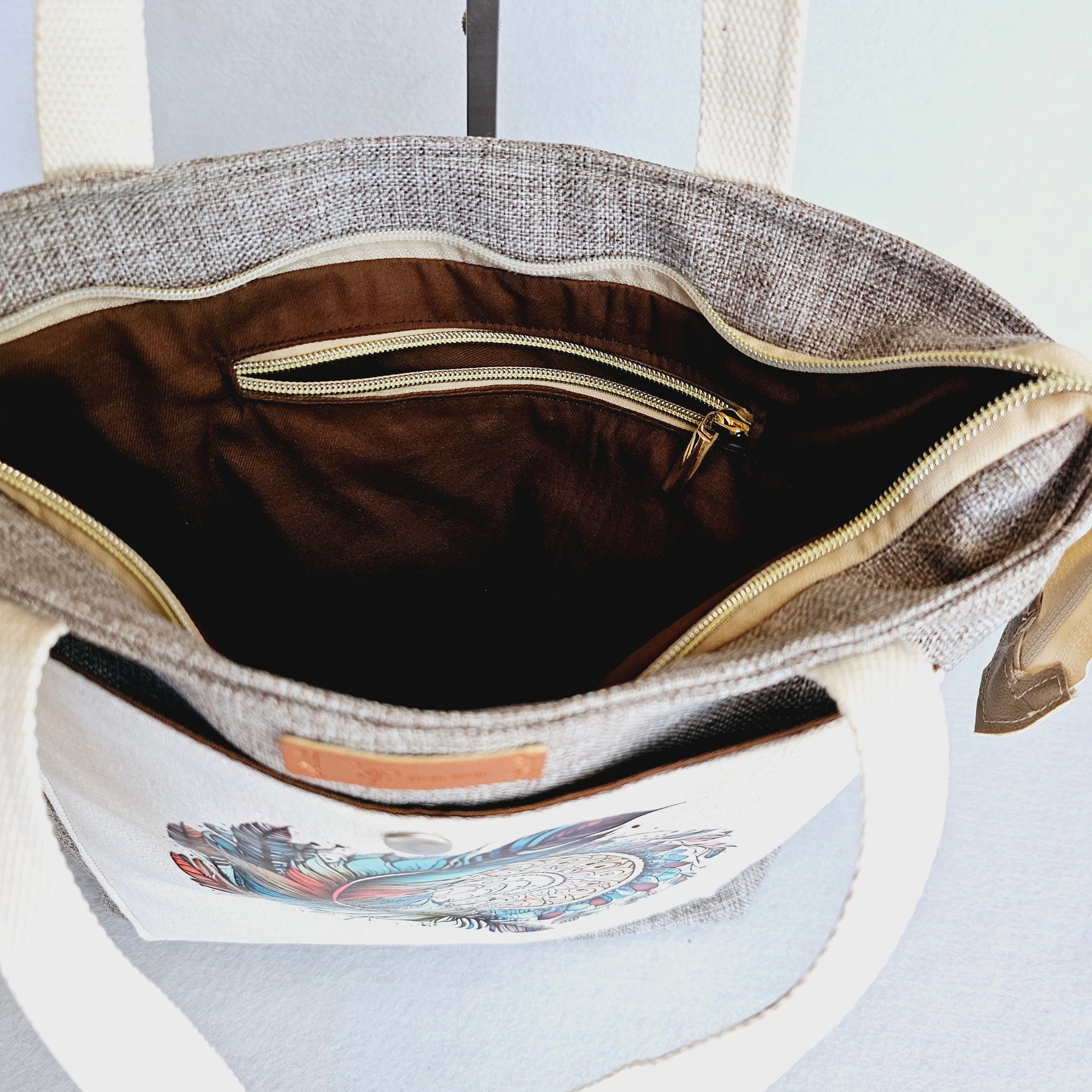 Handmade Elegant handbag / crossbody bag with Feathers and Dream Catcher
