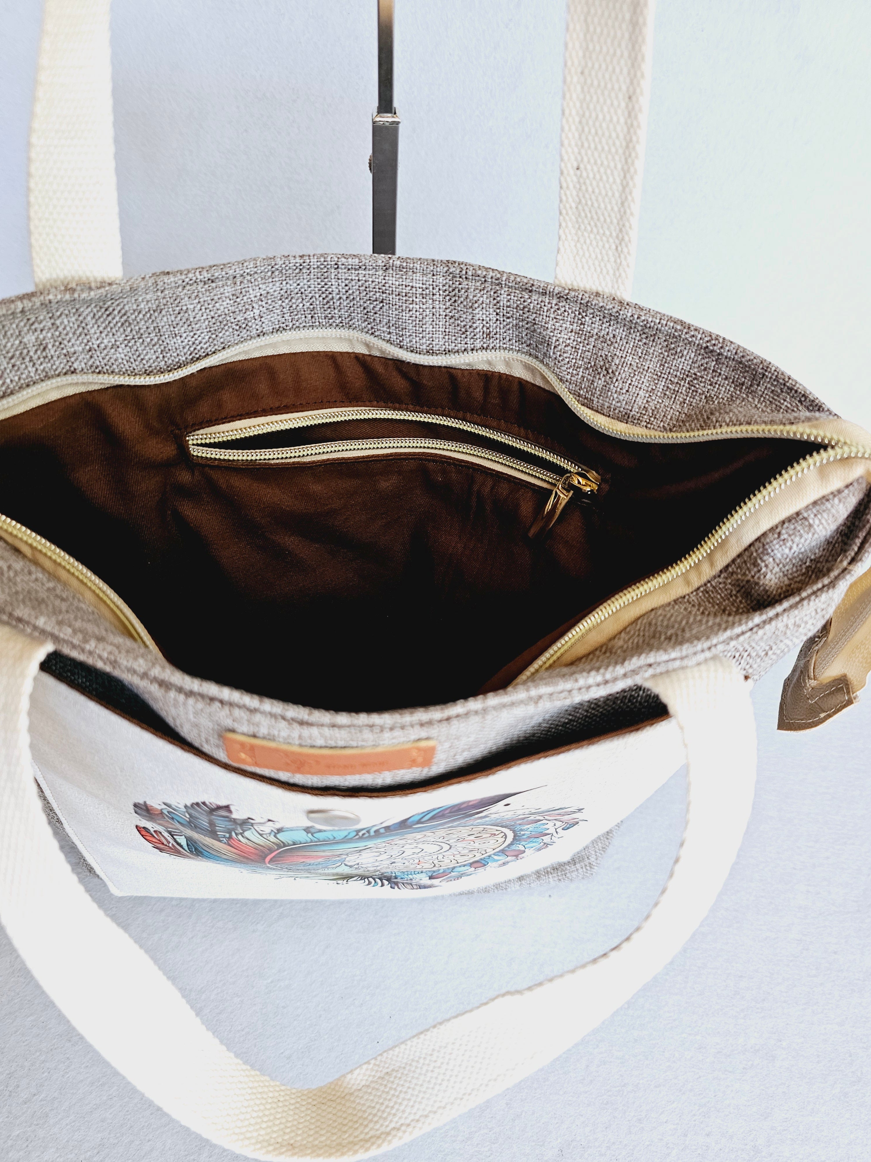 Handmade Elegant handbag / crossbody bag with Feathers and Dream Catcher