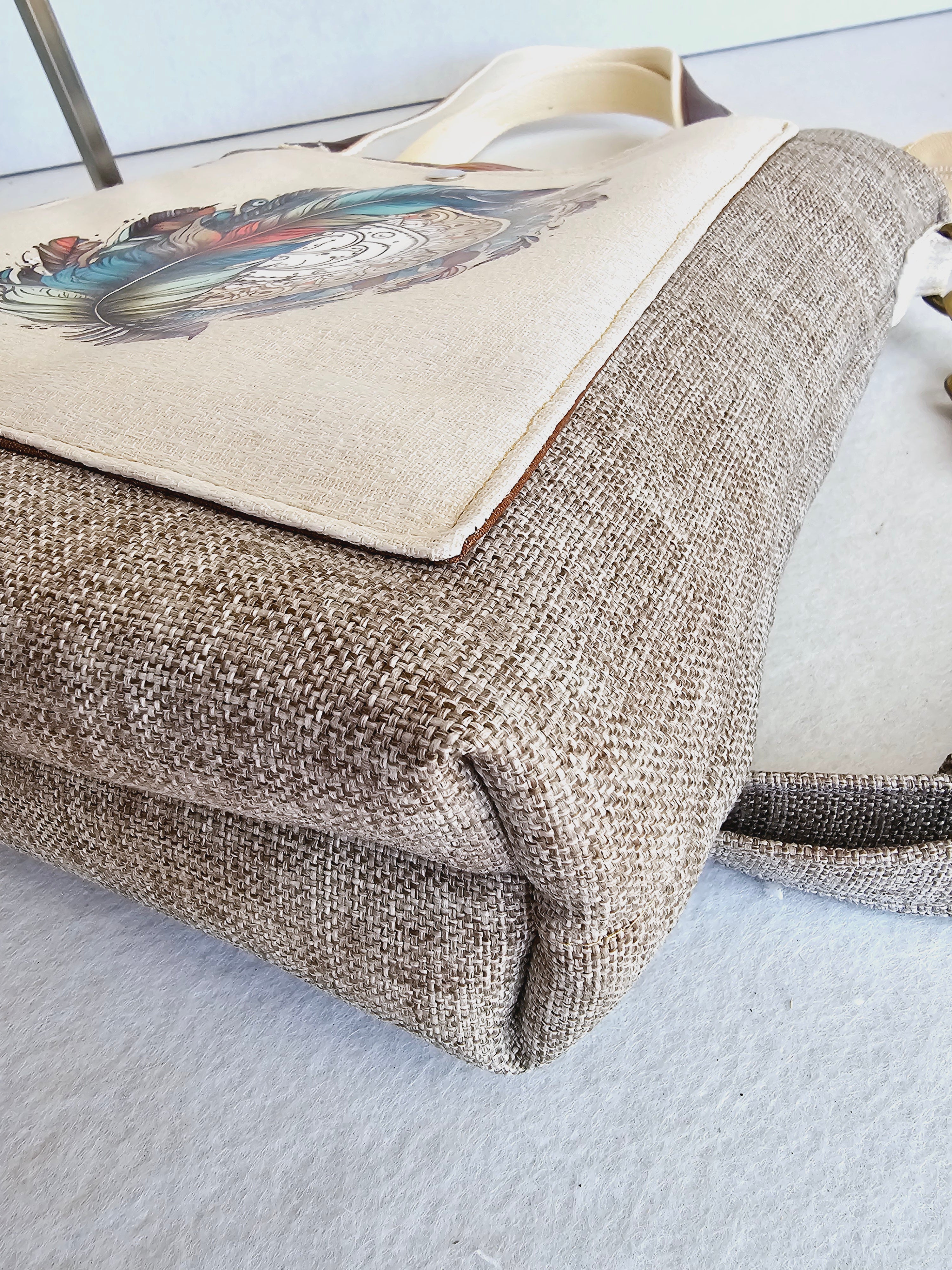 Handmade Elegant handbag / crossbody bag with Feathers and Dream Catcher