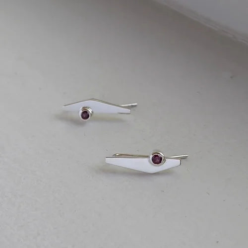 handmade geometric earrings × rhodolite garnets